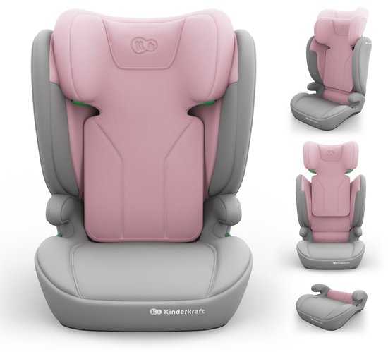 Kinderkraft I-SPARK 2 PLUS i-Size Autostoel - 100-150 cm 2-in-1 met boosterfunctie 10-standen hoofdsteun - Roze