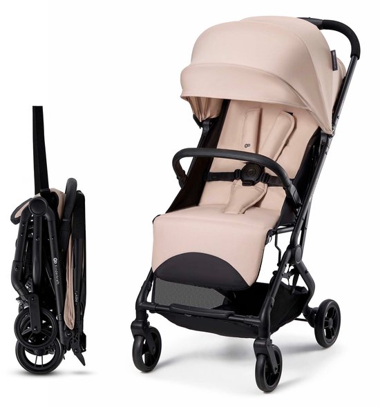 Kinderkraft INDY 3 Buggy – Voor Pasgeborenen tot 15 kg – Compact en Eénhandig Inklapbaar, Verstelbare Rugleuning en Voetensteun – Beige