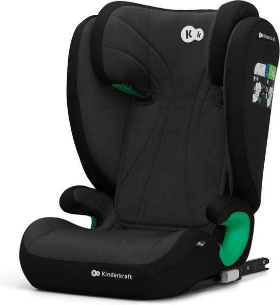 Kinderkraft JUNIOR FIX 2 I-SIZE - Autostoeltje - 100-150 cm - 15-36 kg - met Isofix - Afstelbare hoofdsteun - veiligheidssystemen- Diepe zitting - Eenvoudig te reinigen - Groep 2/3 - Tot 12 jaar - Zwart van Kinderkraft