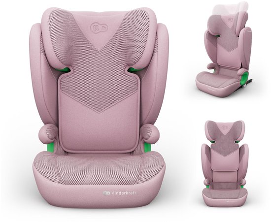 Kinderkraft JUNIOR FIX 2 PLUS Autostoeltje - 100-150 cm Comfortabele zitting Ademende bekleding - Roze