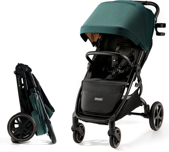 Kinderkraft MITZY Buggy – Tot 27 kg – XL Zitplaats – Lichtgewicht & Compact Vouwbaar – 360° Draaiwielen – Groen van Merkloos