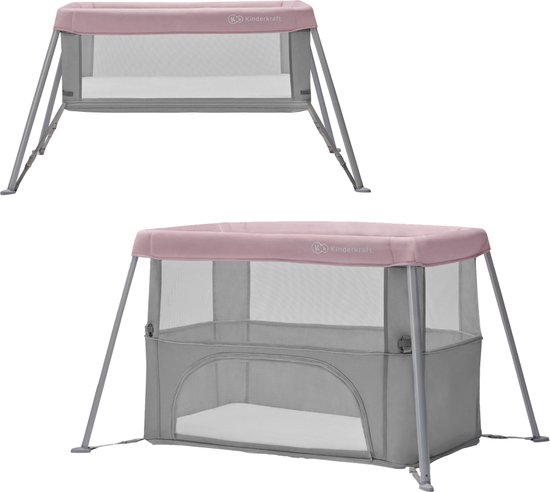 Kinderkraft MOVI - Reisbedje - ingeklapt - box - kinderbed - Roze van Kinderkraft