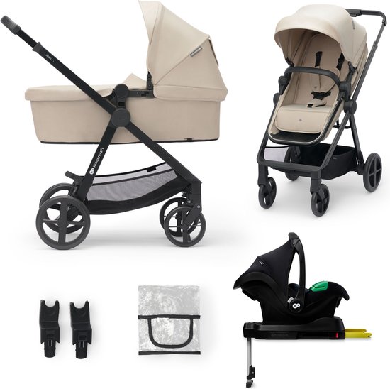 Kinderkraft NEWLY - Kinderwagenset 4in1 - Autostoel I-size met basis - Beige van Kinderkraft