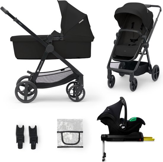 Kinderkraft NEWLY - Kinderwagenset 4in1 - Autostoel I-size met basis - Zwart van Kinderkraft