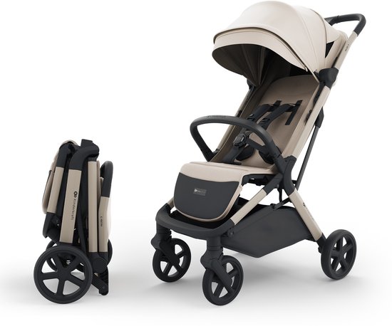 Kinderkraft NUBI 3 Buggy - Lichtgewicht & Automatisch Inklapbaar - Tot 27 kg - Verstelbare Rugleuning - Beige van Merkloos
