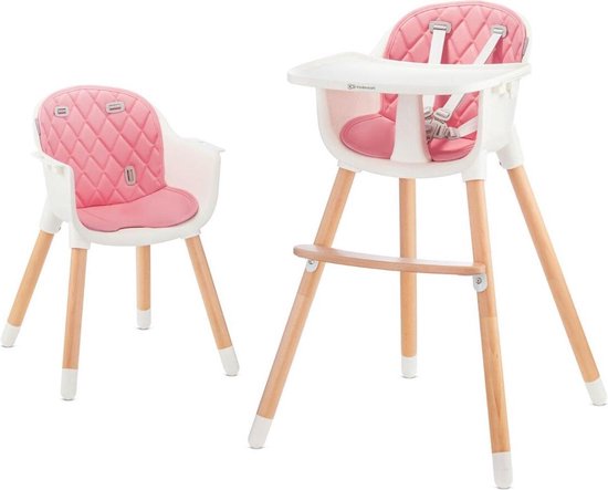 Kinderkraft SIENNA 2-in-1 - Kinderstoel - Hoge stoel voor voeding en lage stoel voor oudere kinderen - Verwijderbare dienblad - Verstelbare 5-puntsgordel - Antislip voetjes - Lichtgewicht - Geschikt tot 20 kg - Eenvoudig schoon te maken - Roze van Kinderkraft