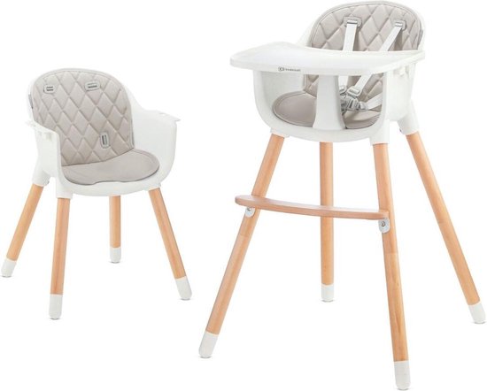 Kinderkraft SIENNA 2-in-1 Kinderstoel - Tot 20 kg - Verwijderbaar Dienblad - Verstelbare 5-Puntsgordel - Grijs van Kinderkraft