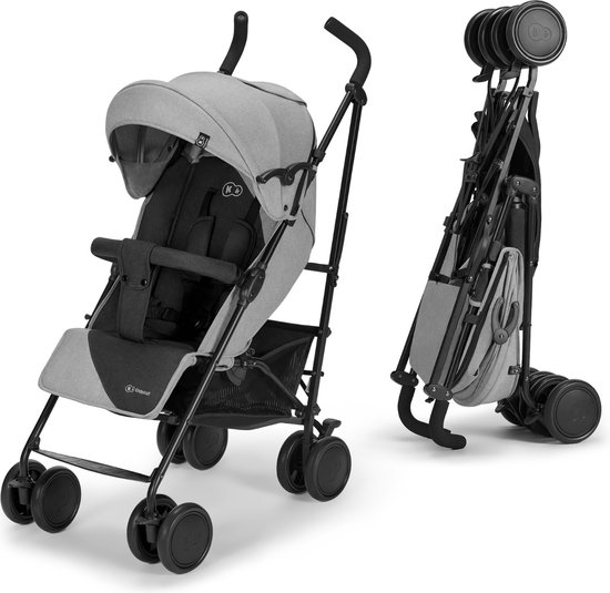 Kinderkraft SIESTA Parapluwagen tot 22 kg - Lichtgewicht en Compacte Reiswandelwagen met Verstelbare Rugleuning, Uitschuifbare Kap en Verstelbare Voetsteun - Geschikt vanaf 6 maanden - Eenvoudig op te vouwen en te vervoeren - Grijs van Kinderkraft