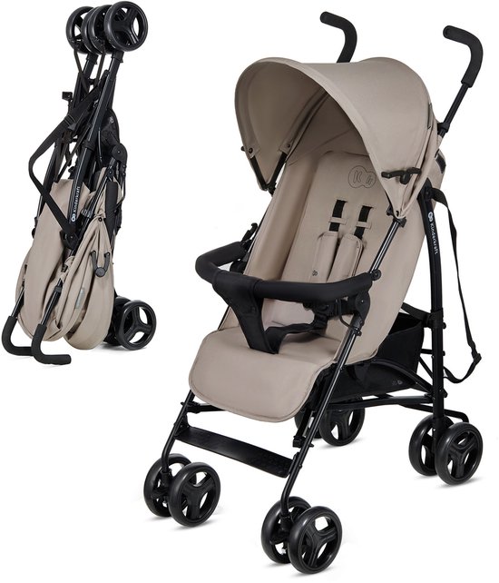 Kinderkraft TIK Kinderwagen - Reisbuggy - Verstelbare buggy – Lichtgewicht - 6.5kg - Zwenkbare voorwielen - Verstelbare duwbeugel - Traploze rugleuningverstelling - Snel opvouwbaar - Tot 17kg - Beige van Kinderkraft
