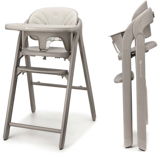 Kinderkraft TINO 3-in-1 Kinderstoel - kinderstoel voor peuters en stoel voor volwassenen - vanaf 6 maanden tot 110 kg - verstelling van zitting en voetensteun - 5-punts veiligheidsgordel - eenvoudig inklapbaar - Beige van Merkloos