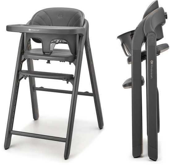 Kinderkraft TINO 3-in-1 Kinderstoel - kinderstoel voor peuters en stoel voor volwassenen - vanaf 6 maanden tot 110 kg - verstelling van zitting en voetensteun - 5-punts veiligheidsgordel - eenvoudig inklapbaar - Grijs van Merkloos