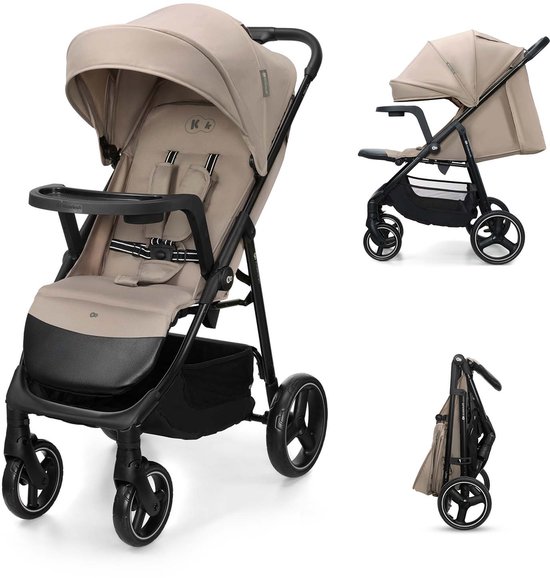 Kinderkraft TRIG 3 – Buggy – CLICK & FOLD: inklappen met één hand – Ruime zitting met verstelbare rugleuning – Tot 25 kg – Beige