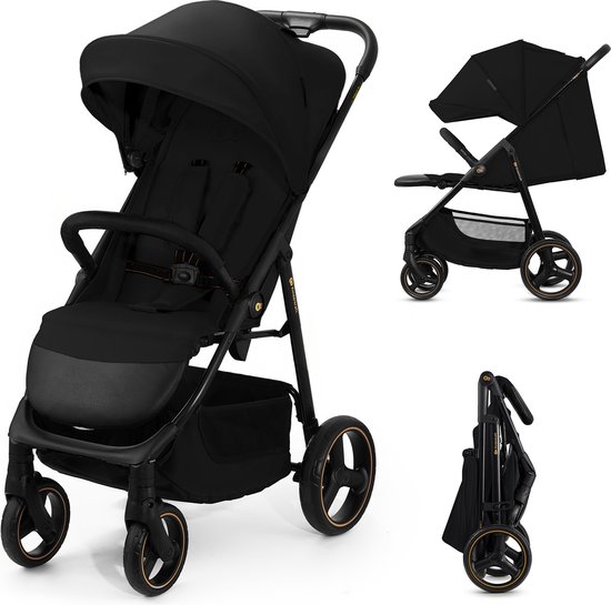 Kinderkraft TRIG 3 - Grote Wandelwagen tot 25 kg - Verstelbare Rugleuning en Voetensteun - CLICK & FOLD Systeem - 360° Draaiende Wielen - Waterdichte Kap met Ventilatie - Comfortabele Zitting - Lichtgewicht 8,9 kg - Zwart van Kinderkraft