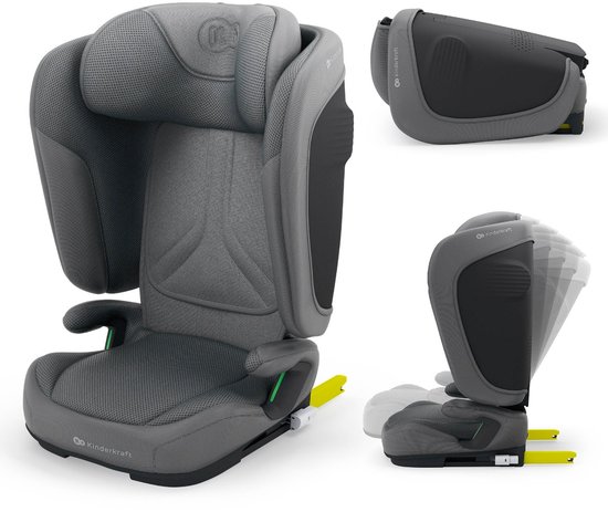 Kinderkraft UNITY 2 Autostoel – 100-150 cm – Met Isofix – Groep 2/3 – Grijs van Merkloos