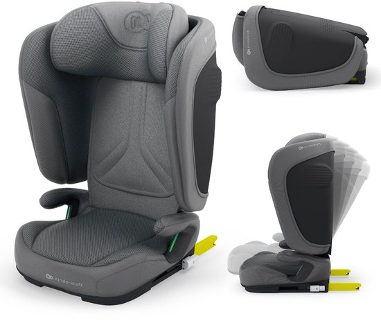 Kinderkraft UNITY 2 Autostoel – Voor kinderen van 100–150 cm (3,5–12 jaar) – Met ISOFIX, Slaapstand en SPS + H-GUARD – Opvouwbaar, Luchtcirculatiesysteem, Verwijderbare Bekleding – Grijs van Kinderkraft