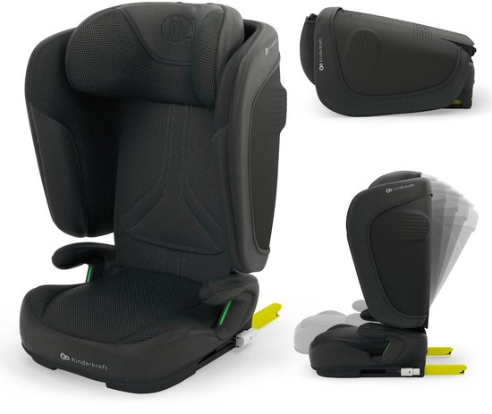 Kinderkraft UNITY 2 Autostoel – Voor kinderen van 100–150 cm (3,5–12 jaar) – Met ISOFIX, Slaapstand en SPS + H-GUARD – Opvouwbaar, Luchtcirculatiesysteem, Verwijderbare Bekleding – Zwart van Kinderkraft