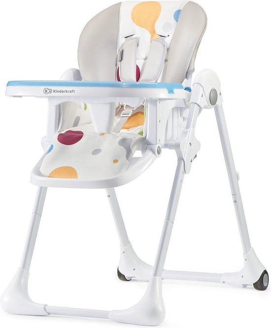 Kinderkraft YUMMY - Hoge kinderstoel - babystoel - Ergonomisch - Comfortabel - Verstelbare rugleuning - Opvouwbaar - Met verstelbare hoogte - Voetensteun - Verwijderbaar dubbel eetblad - Meerkleurig van Kinderkraft