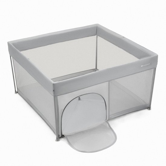 Kinderkraft ZIKI – Opvouwbare Speelbox voor Baby’s tot 4 Jaar – Met Zij-ingang met Rits, Ademend Mesh en Zachte Bodem – Inclusief Draagtas – Stabiel, Licht en Snel Op te Vouwen – Grijs van Kinderkraft
