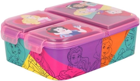 Kinderlunchbox met 3 compartimenten - luchtdichte lunchbox voor school en vakantie - meisjes ontwerp