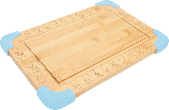 Kinderplankje Bamboe - Eetplankje Baby - Veilig Eten - Antislip Siliconen - 29x20 cm - Blauw
