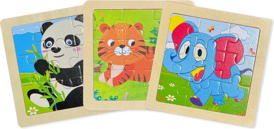 Kinderpuzzel Dier - Puzzel 9 stukjes - houten puzzel - Dieren - Houten kinderpuzzel van Merkloos