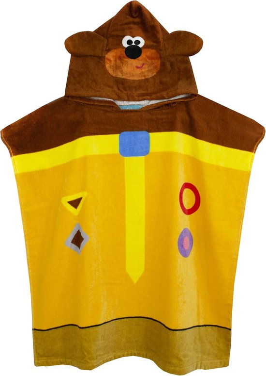 Kinders Poncho Handdoek met Capuchon - Absorberende Badstof voor Jongens en Meisjes - Geel van Merkloos
