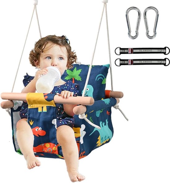 Kinderschommel met kussen, babyschommel voor binnen, houten schommel voor baby's, outdoor, schommel, tuin, peuters, babyschommel, kinderschommel, hout, schommel voor kinderen, indoor, van Kinder