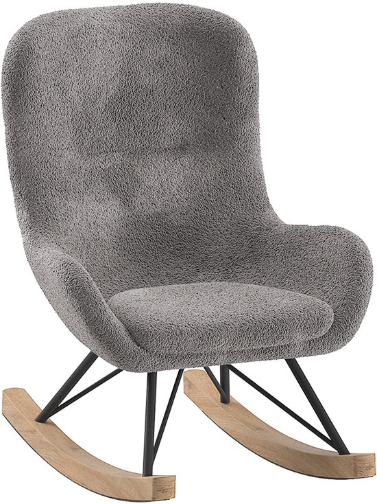 Kinderschommelstoel Rocky - 66x56x69 cm - Bouclé/antraciet - Vipack - Zitmeubelen - Antraciet - Hout; Stof; Metaal - Zitmeubelen - Op voorraad van Vipack