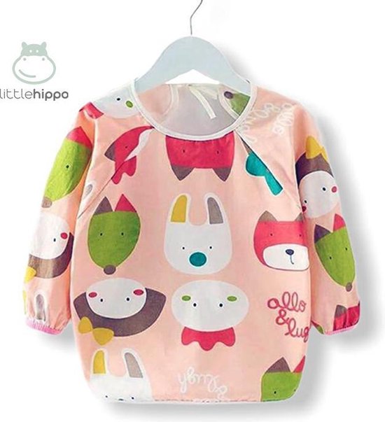 Kinderschort 'Fox' lange mouwen - Slab met mouwen - Slabbetje Little hippo - Waterafstotend - Knutselen - Kliederschort - 12-36 Maanden van Kinder