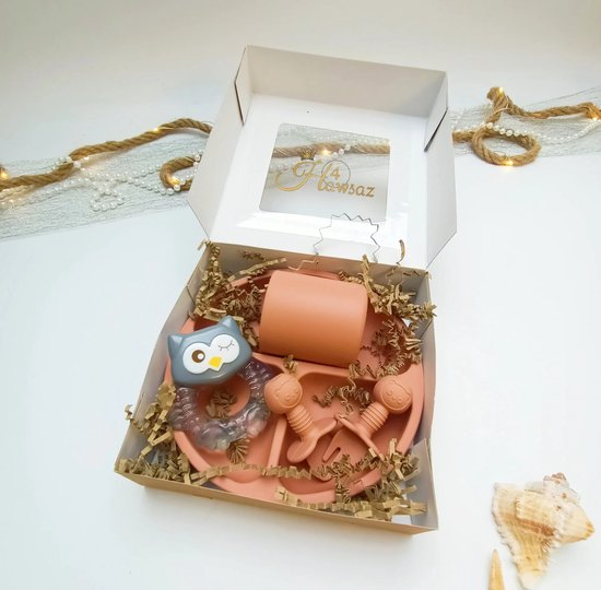 Kinderserviesset 5 stuks - Hawsaz.nl Cadeau - Babygeschenkset - kinderbestek - Baby eten - Babyverzorging - Geboortecadeau - Kraampakket - Babyshower cadeau - Cadeau voor jongens en meisjes - Baby en Peuter - Siliconen Kinderservies van Kinder