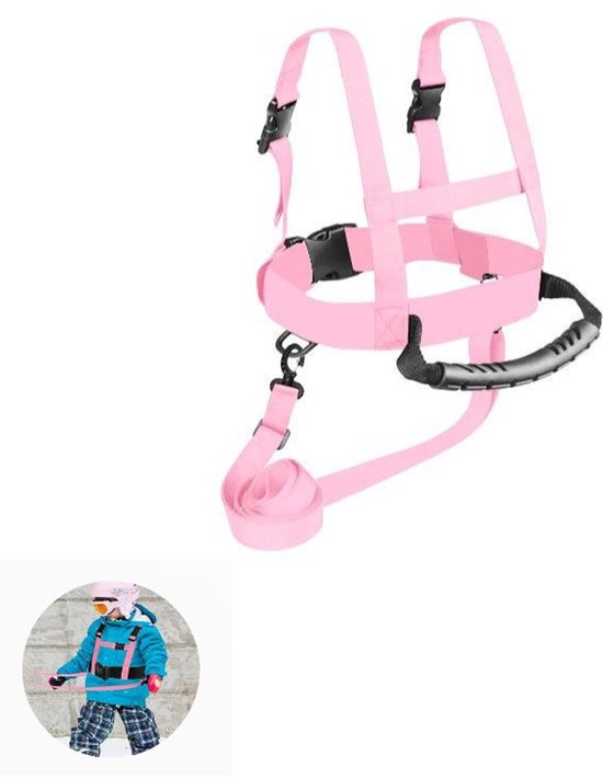 Kinderski-harnas - Outdoor Skate Plow Trainingsriem - Beginnersski-hulpharnas - Roze - Kinderbeginnersski- en snowboardharnas - Verstelbaar nylon harnas van TSL☺