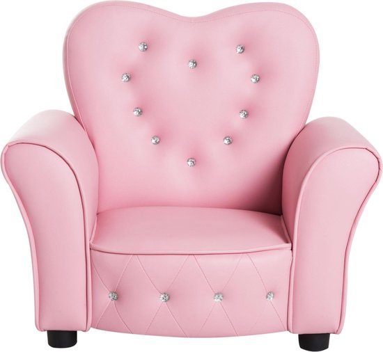 Kindersofa prinses mini Roze - Kinder Fauteuil van Merkloos