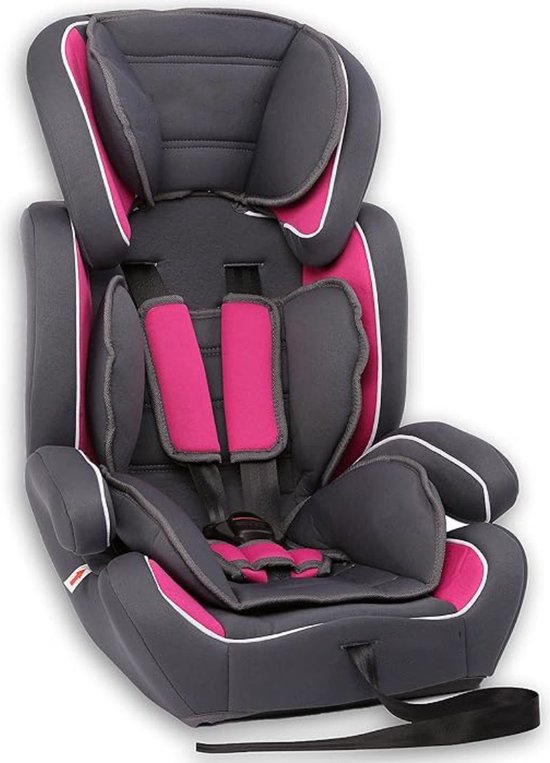 Kinderstoel Auto - Autostoel - Kinderzitje - Zitverhoger - Autozitje - Grijs met Roze van Kinder
