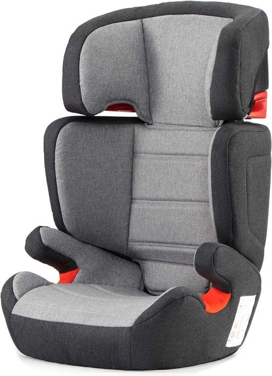 Kinderstoel auto- Zitverhoger met Isofix - Verstelbare Hoofdsteun Voor Kleuters - Groep 2/3 - 15-36 kg - tot 12 jaar - Zwart/Grijs van Kinder
