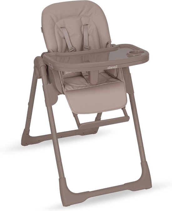 Kinderstoel Baby - Baby eetstoel - Samen eten - 2-in-1 met wipstoel - Inklapbaar - Beige Taupe