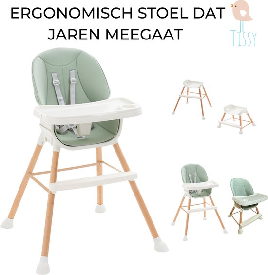 Kinderstoel - Baby stoel - In Hoogte Verstelbaar - Meegroei Kinderstoel met Eetblad – Peuterstoel – Tissy