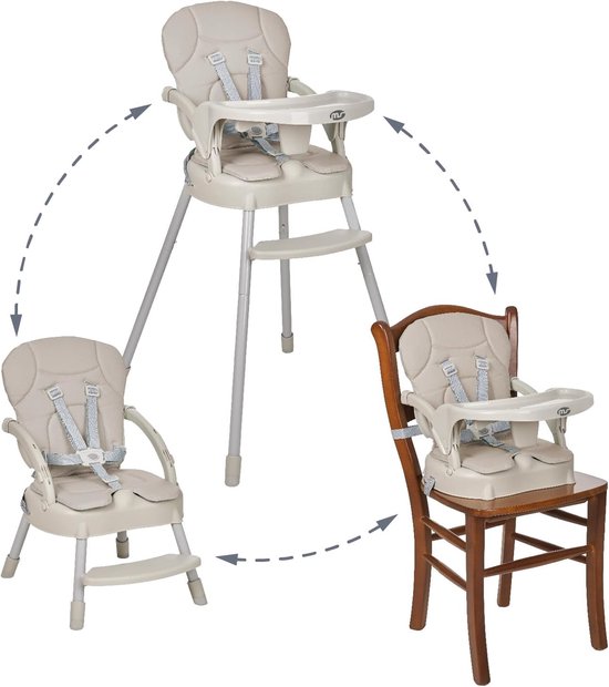 Kinderstoel Booster - 3 in 1 - Veilig Eten - Verstelbaar Ontwerp - 58 x 52 x 94 cm - Grijs