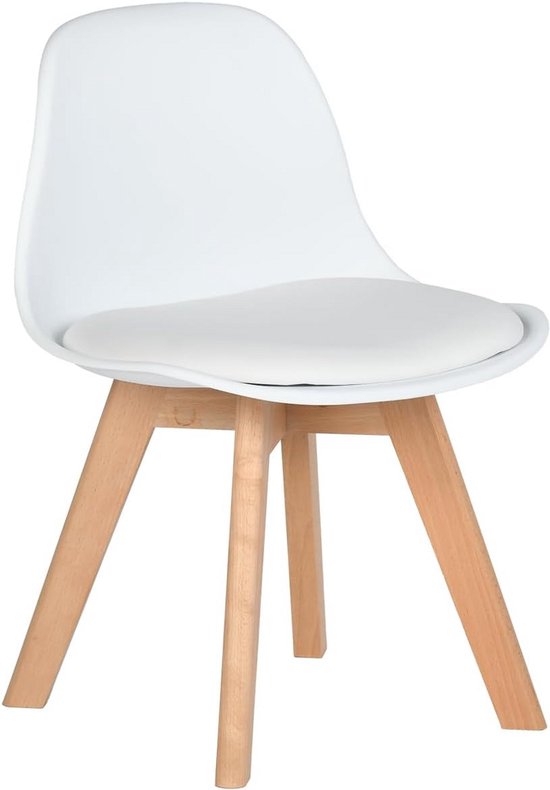 Kinderstoel - Bureau stoel - Lezen Schrijven - Stabiel Houten Frame - 38x32x55 cm - Wit