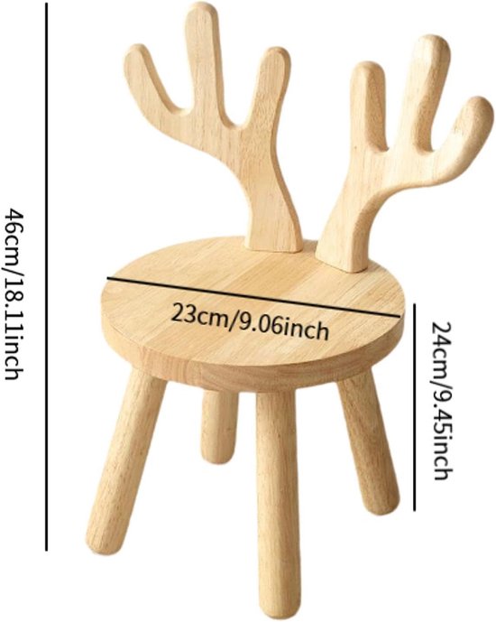 Kinderstoel Hout - Houten Krukje - Ontspannen Zitten - Met Rugleuning - 24 cm Hoog - Niet gespecificeerd