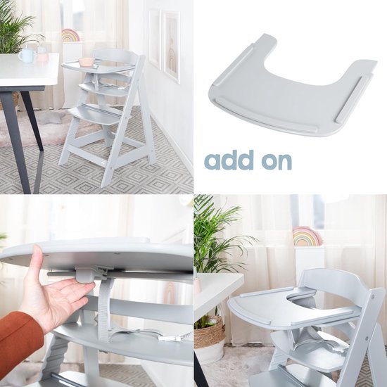 Kinderstoel - Houten kinderstoel - Verstelbare kinderstoel met kruisband - van 6 maanden tot 70 kg - Taupe van Kinder