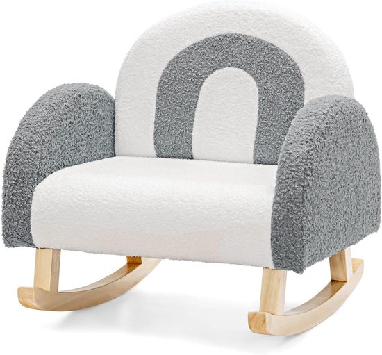 Kinderstoel Kinderbank - Mini Sofa - Ontspannen Zitten - Teddy Fluweel - 50x49x50 cm - Grijs