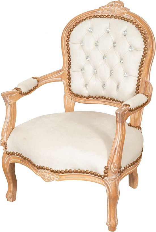 Kinderstoel - Kindermeubel - Decoratief Zitten - Antieke Afwerking - 51x50x73 cm - Beige