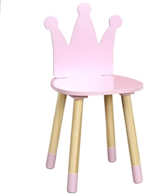 Kinderstoel met kroonmotief - Roze houten design voor de kinderkamer