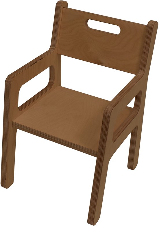 Kinderstoel met leuning - Kinderstoeltje 1-3 jaar - Zithoogte 20cm - Peuterstoel - Van Aaken Design - Gemaakt in Nederland -Hout - 15mm Berken Multiplex - Gelakt van Van Aaken Design
