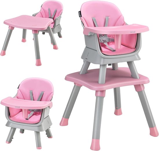 Kinderstoel met Tafel - Babystoel Kinder eetstoel - Veilig Eten en Spelen - 6-in-1 Multifunctioneel