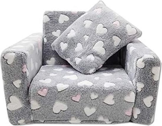 Kinderstoel Mini Stoel Kinderstoel Relaxstoel Knuffel Stoel Hart Grijs Wit / Pink) van Kinder