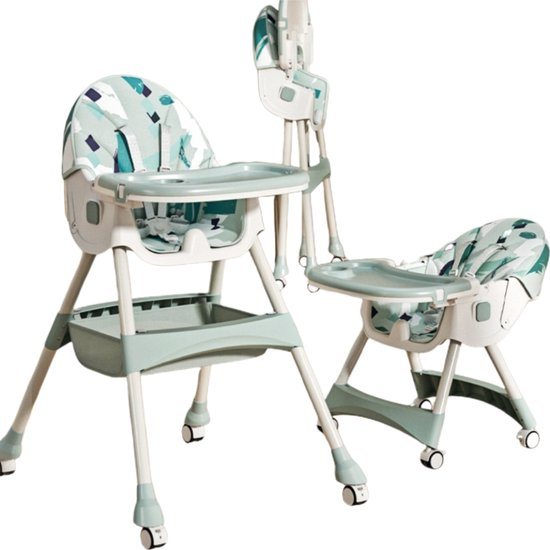 Kinderstoel Opvouwbaar – Baby Eetstoel vanaf 6 Maanden – Met Eetblad – Verstelbare Rugleuning – Afneembaar & Compact – Groen van Merkloos