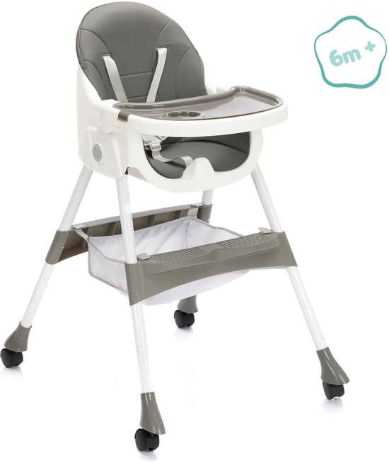 Kinderstoel Opvouwbaar - Met Wielen en Dienblad - Comfortabel Zitje - Opbergmand - Waterafstotend - Baby Eetstoel - Fillikid van Merkloos