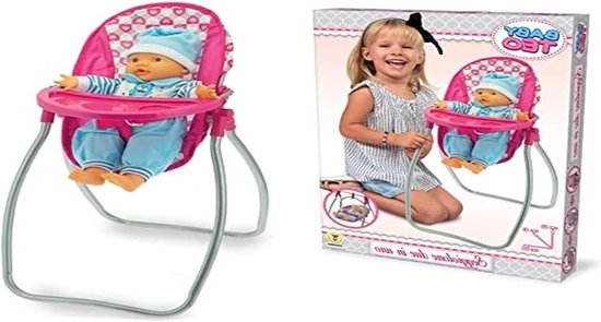 Kinderstoel - Poppenstoel - Poppen verzorgen - 2 in 1 - 40 x 30 cm - Roze