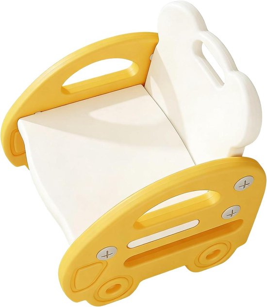 Kinderstoel Rugleuning - Kleine stoel - Actief Zitten - Speels Voertuigontwerp - 33 x 15 x 33 cm - Geel